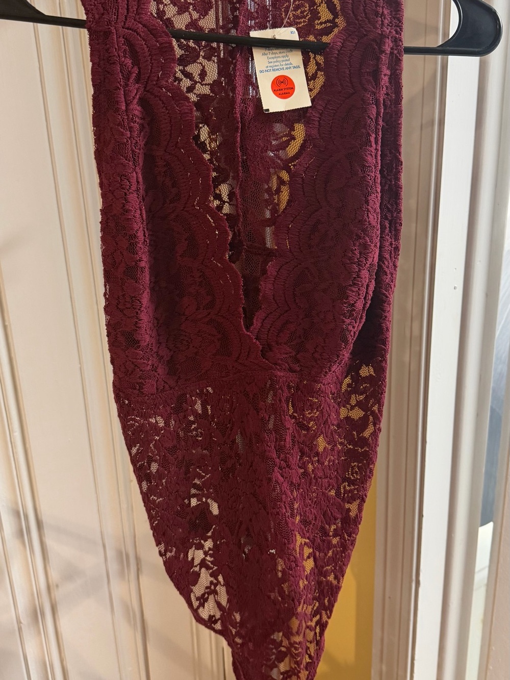Ambiance Wine Lace Plunge Bodysuit